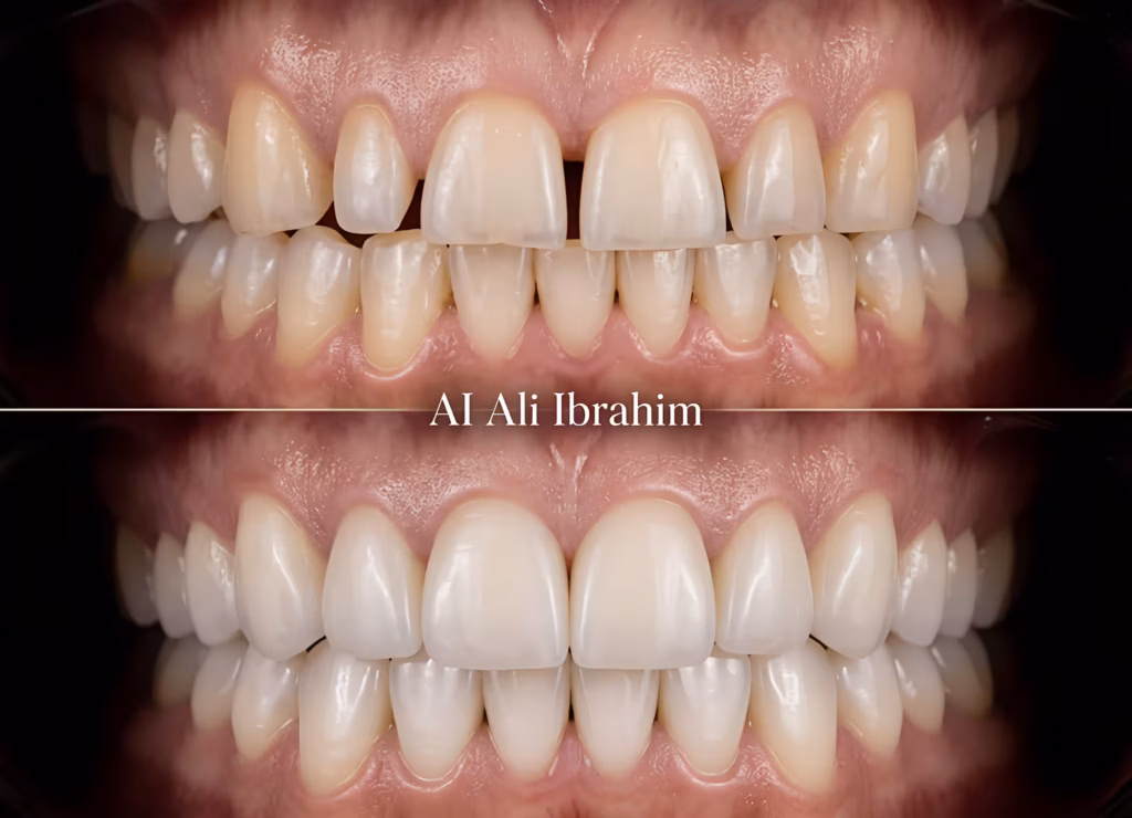 before and after dental bonding showing improved tooth shape color and alignment