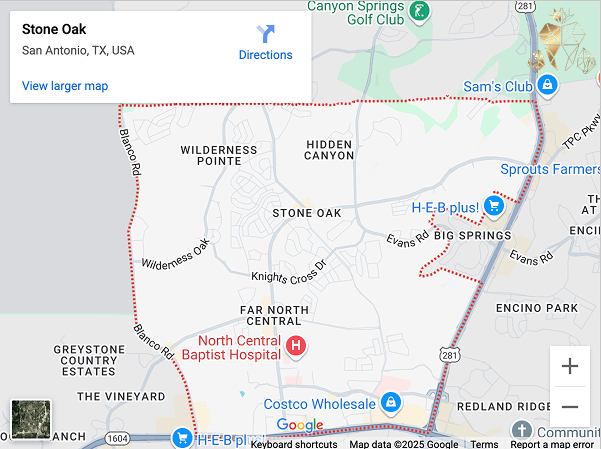 Dentist near Stone Oak map image