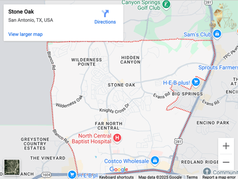 Dentist near Stone Oak map image